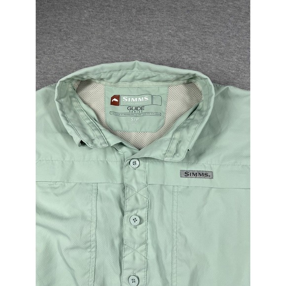 Simms‎ Guide Series Men’s size Small Vented Fishing Shirt Green Short Sleeve - Picture 1 of 8